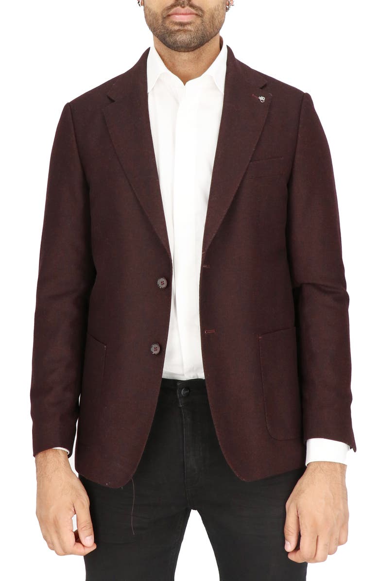 Scotch & Soda Solid Merlot Wool Sport Coat, Alternate, color, Wine