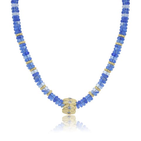 Blue Bead Rondel Necklace