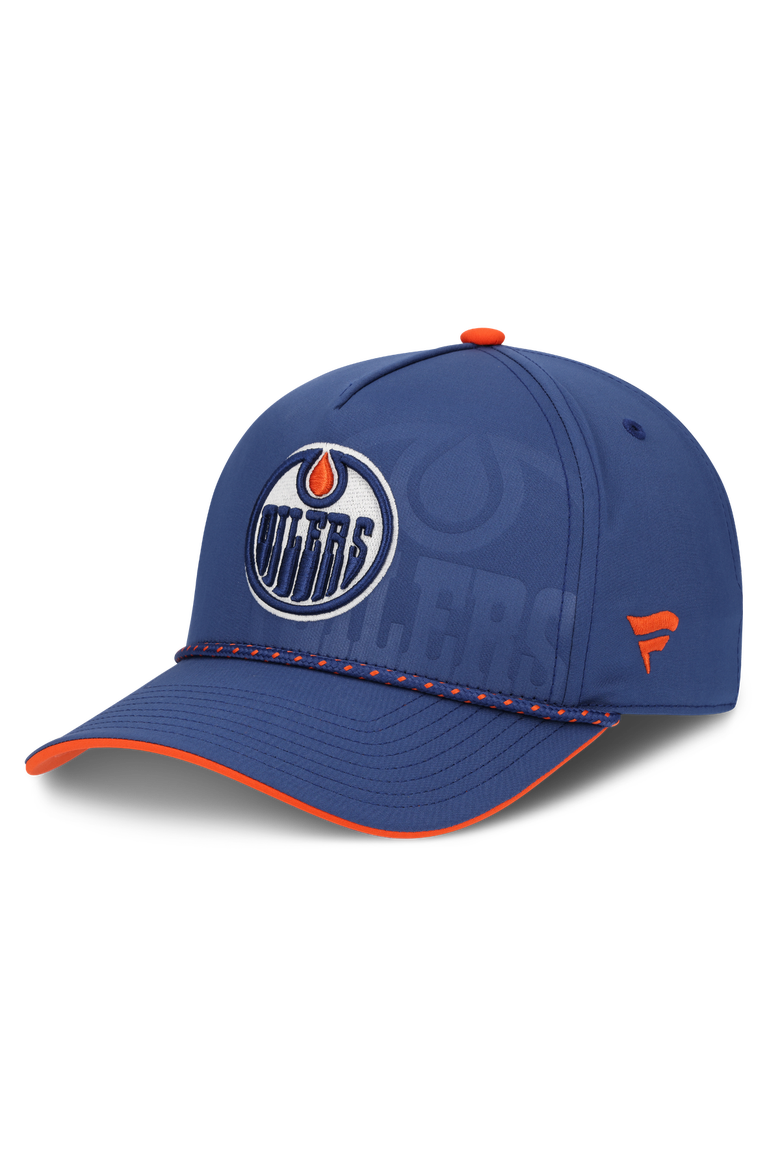 Men's Fanatics  Blue Edmonton Oilers On Stage Podium A-Frame Adjustable Hat, Main, color, Blue