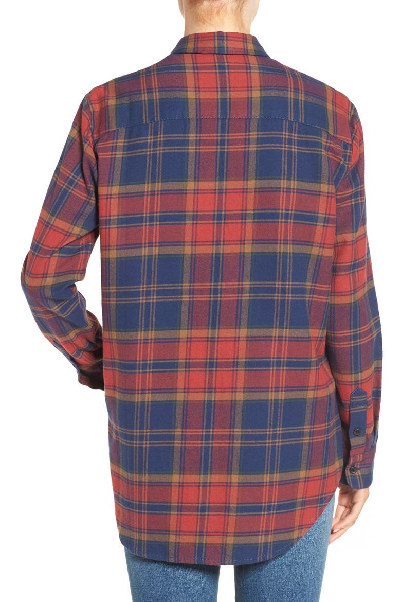 Ex-Boyfriend Shrunken Flannel Boyfriend Shirt, Alternate, color, FADED BEGONIA