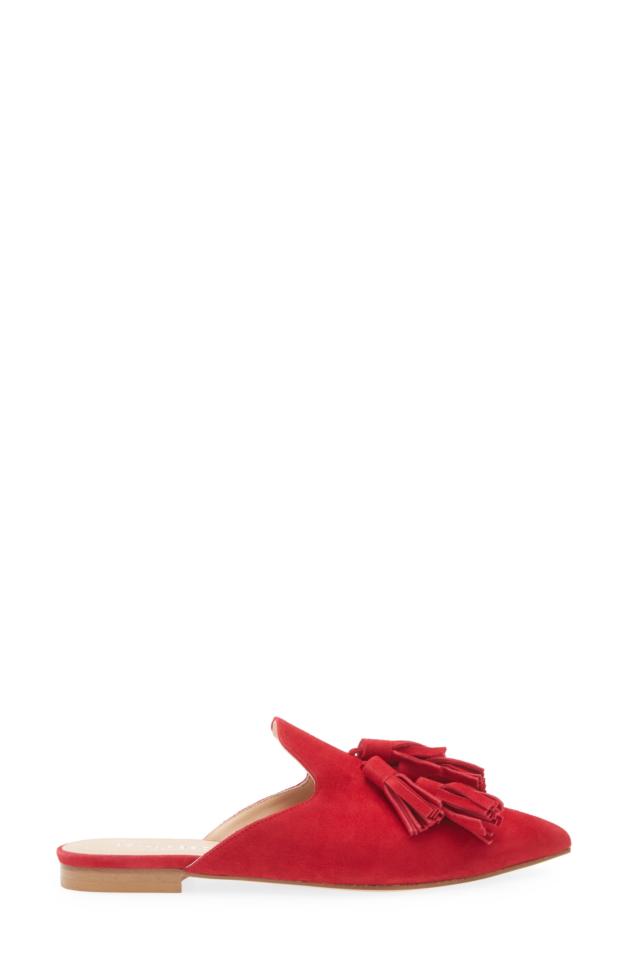 Mirella Pointy Toe Tassel Mule, Alternate, color, RED