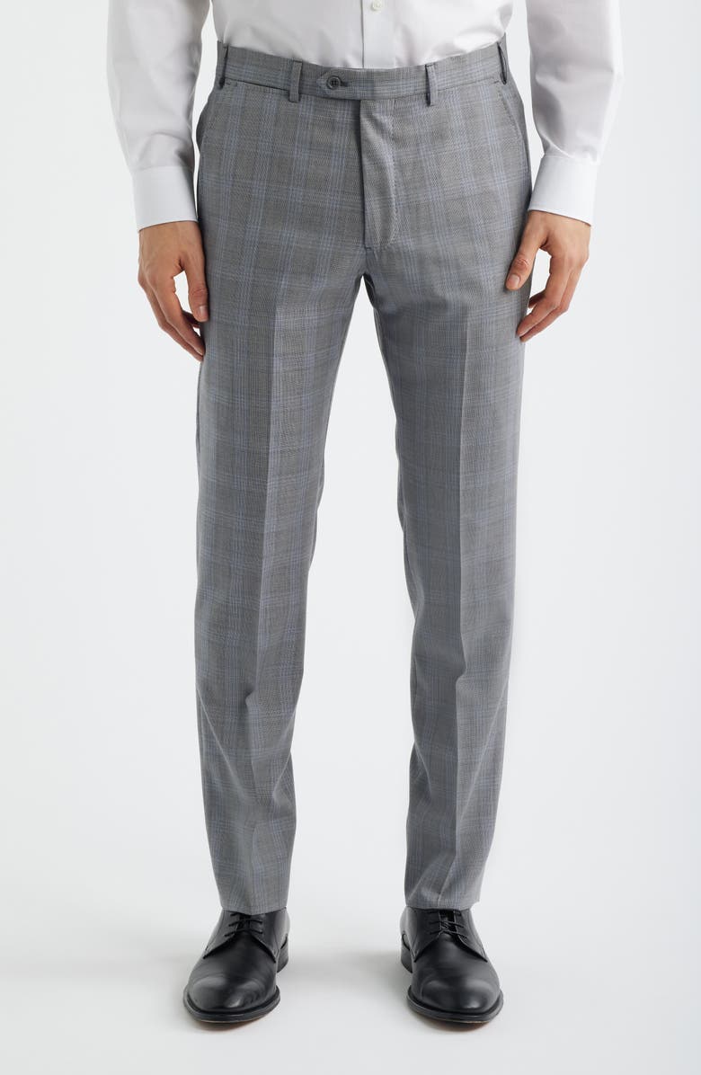 Emporio Armani Light Grey Plaid Virgin Wool Suit, Alternate, color, Solid Light/ Pastel Grey