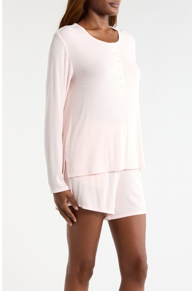 Moonlight Eco Rib Long Sleeve Shortie Pajamas, Alternate, color, PINK LOFT