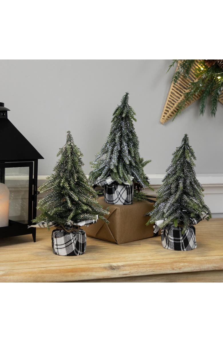 Northlight Mini Silvery Pine Downswept Artificial Christmas Trees - 9.5" - Set of 3, Alternate, color, Green