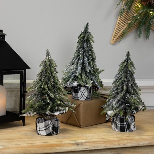 Northlight Mini Silvery Pine Downswept Artificial Christmas Trees In Green