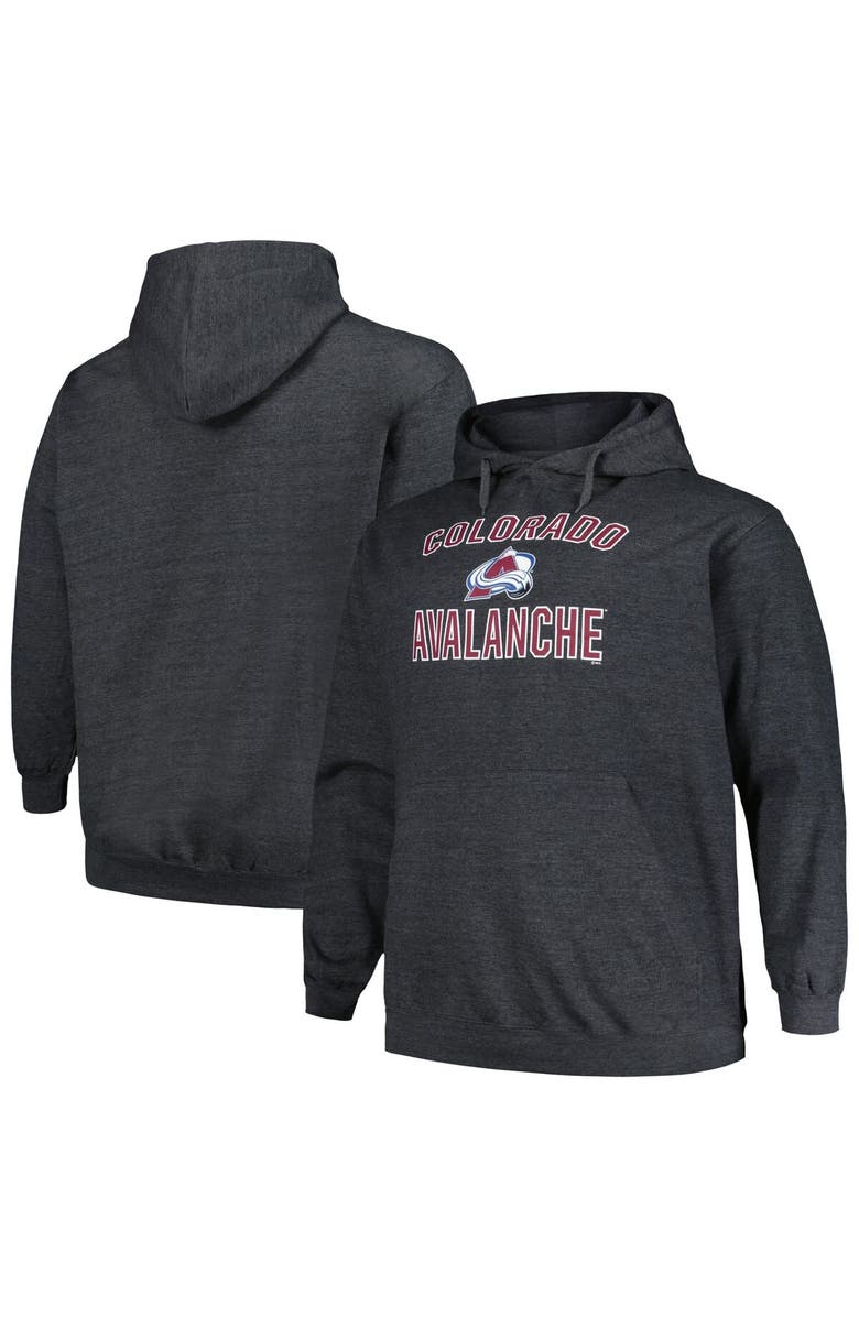 PROFILE Men's Profile Heather Charcoal Colorado Avalanche Big & Tall Arch Over Logo Pullover Hoodie, Alternate, color, Heather Charcoal