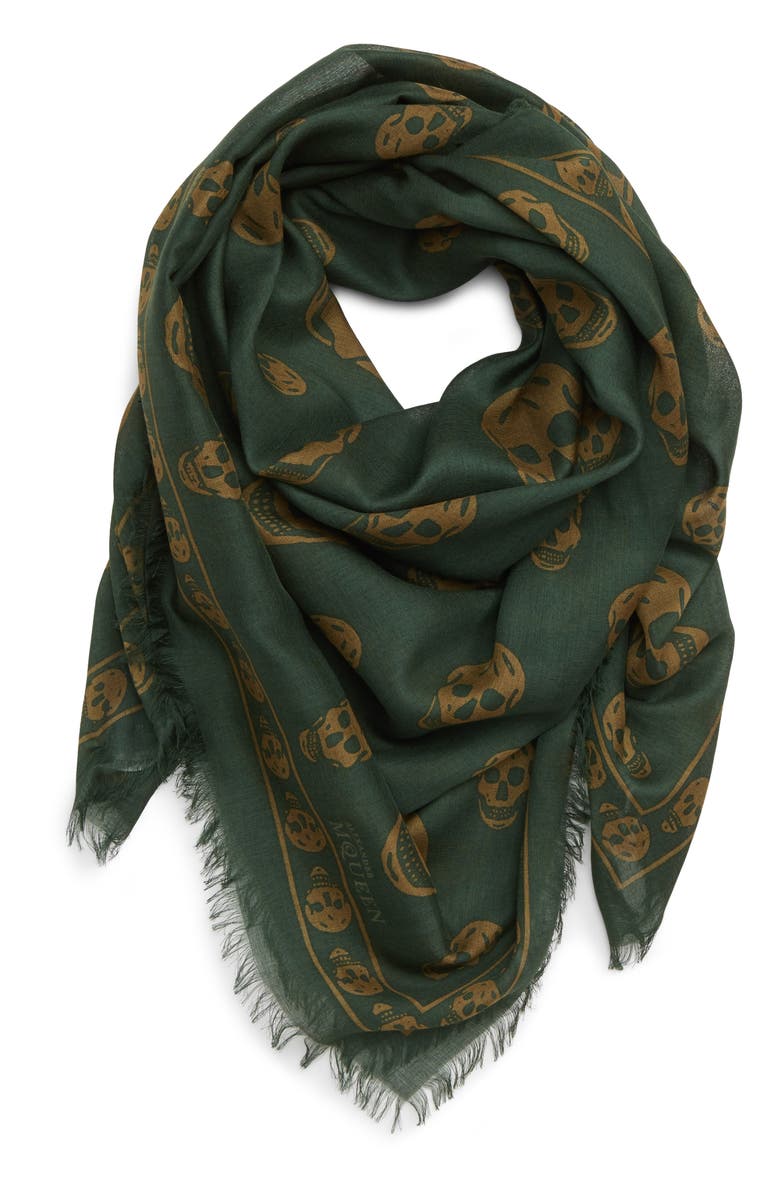 McQueen Alexander McQueen Skull Print Modal & Silk Scarf, Alternate, color,