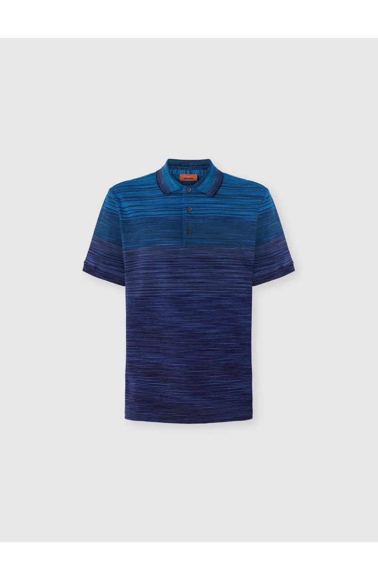 Missoni Short Sleeve Polo With Flame Knit, Main, color, Blue