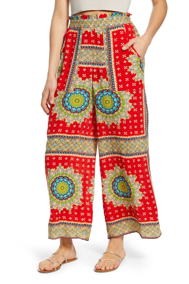 Angel Falls Pants, Main, color, RED/ BEIGE