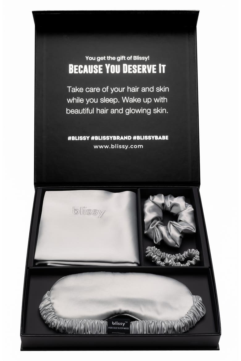 Dream 4-Piece Mulberry Silk Set, Alternate, color, METALLIC SILVER