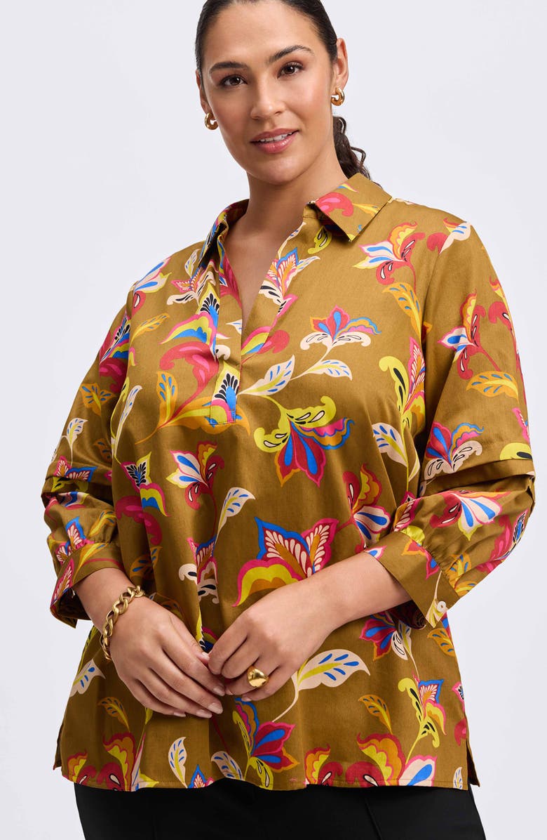 Foxcroft Frankie Floral Wrinkle Resistant Top, Alternate, color, Multi