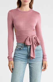 GO COUTURE Wrap Front Long Sleeve Top