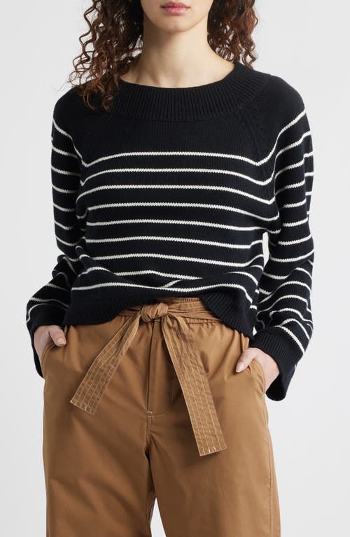 Shop Wyeth Stripe Crewneck Sweater In Black/cream