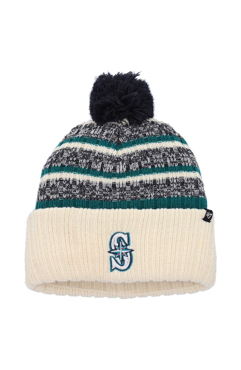 '47 Men's '47 Natural Seattle Mariners Tavern Cuffed Knit Hat with Pom, Main, color, 