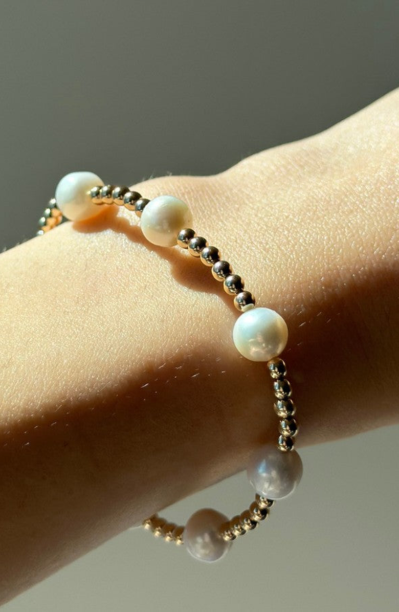 Little Sky Stone Bead 8-Pearl Bracelet, Alternate, color, Gold / Pearl