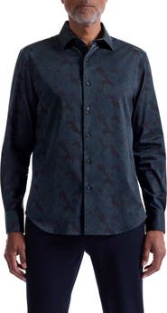 Bugatchi Axel Shaped Fit Paisley Stretch Button-Up Shirt
