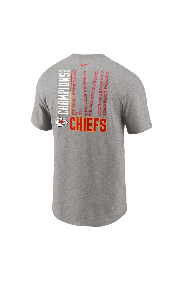 Nike Men's Nike Heather Gray Kansas City Chiefs Super Bowl LVII Champions Roster T-Shirt, Alternate, color, 