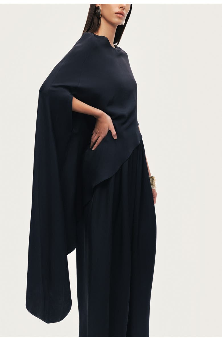 Nocturne Draped Cape Blouse, Alternate, color, Black