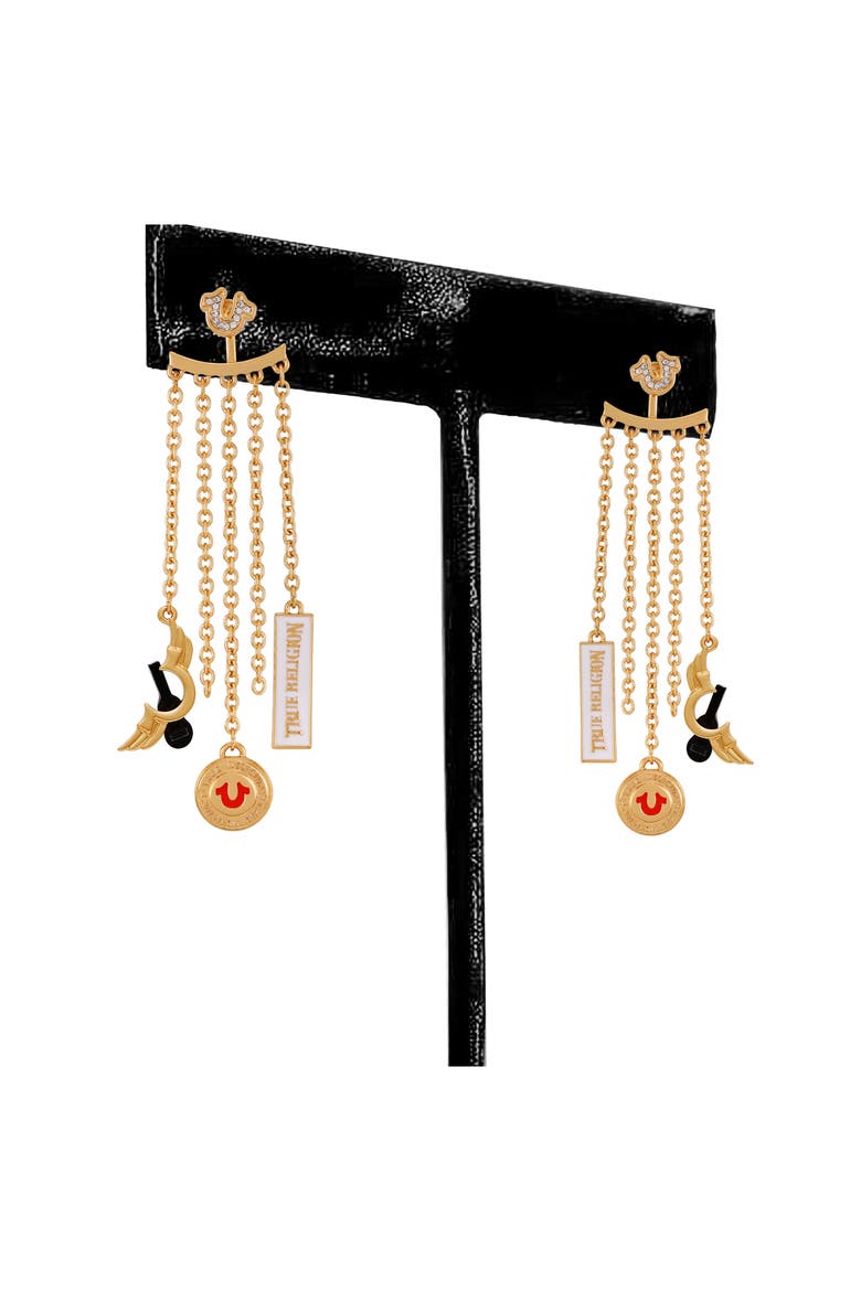 Logo Chain Drop Earrings, Alternate, color, GOLD TONE