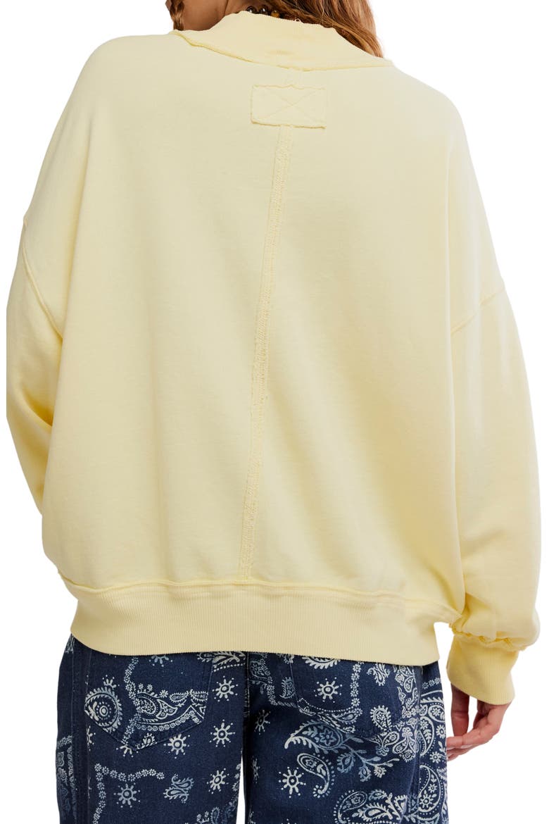 Palm Springs Mock Neck Cotton Fleece Sweatshirt, Alternate, color, BANANA CREAM