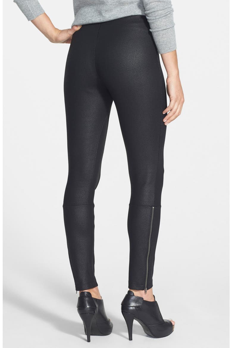 Lyssé 'Simone' Coated Ponte Knit Control Top Leggings, Main, color, BLACK
