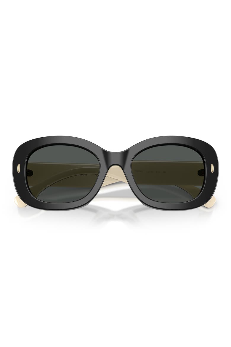 52mm Oval Sunglasses, Alternate, color, BLACK / DARK GREY