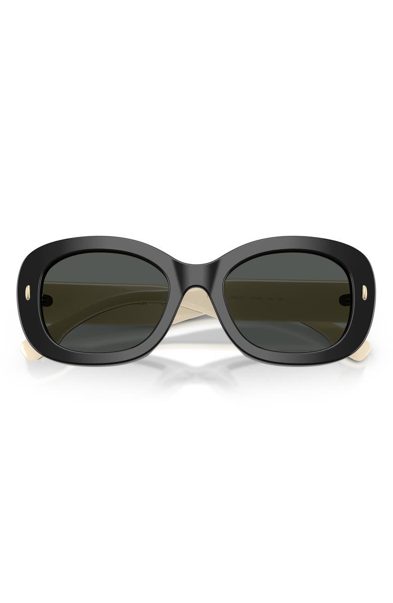 Tory Burch 52mm Oval Sunglasses, Alternate, color, Black / Dark Grey