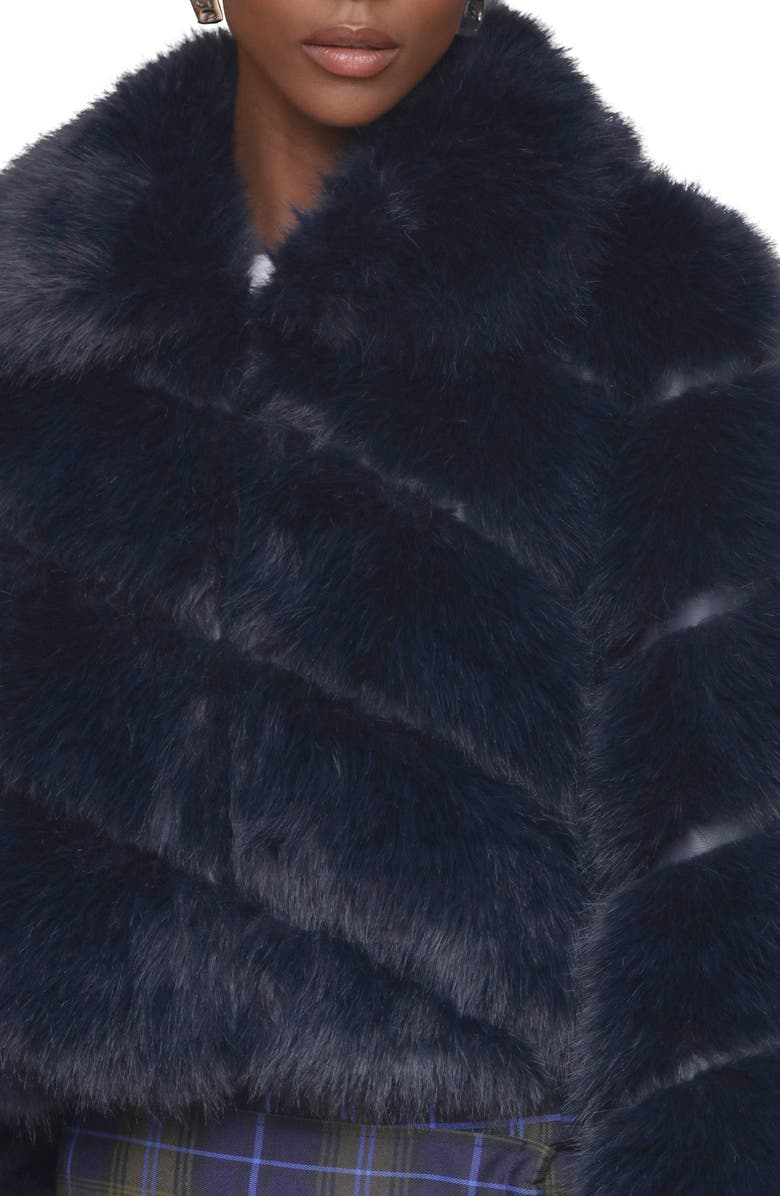 Avec Les Filles Faux Fur Crop Jacket, Alternate, color, Navy