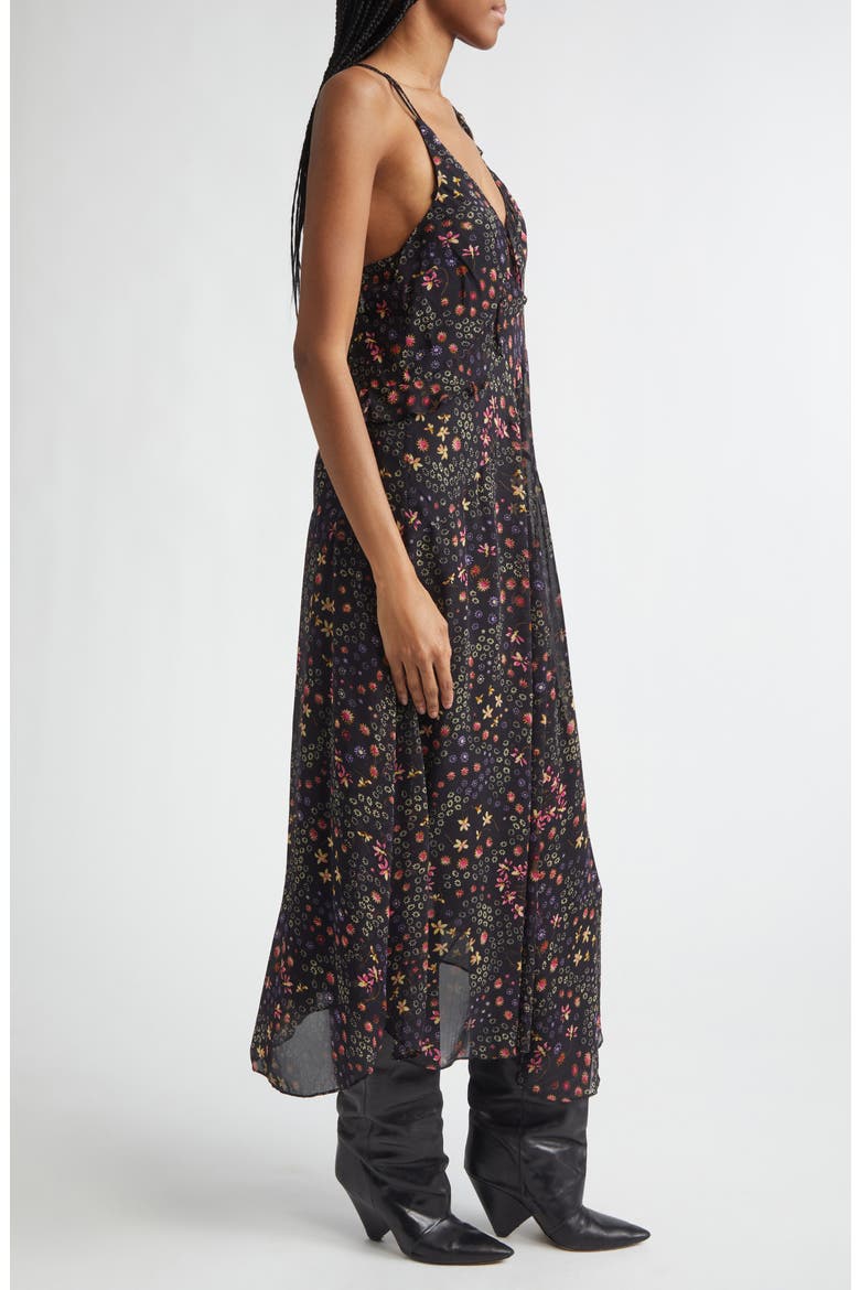 Luxie Ruffled Midi Dress, Alternate, color, BLACK/ ECRU