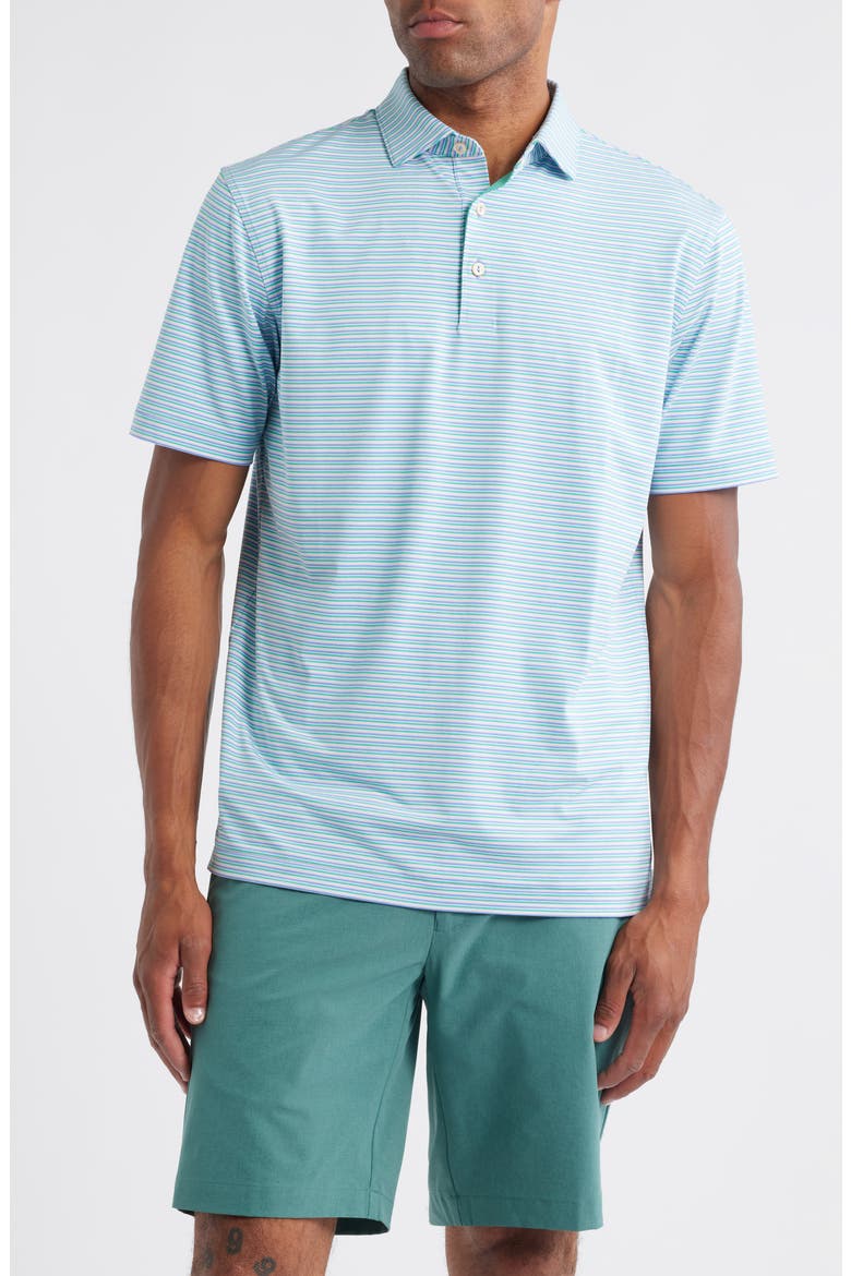 Lenway Stripe Performance Jersey Polo, Main, color, SEASIDE BLUE