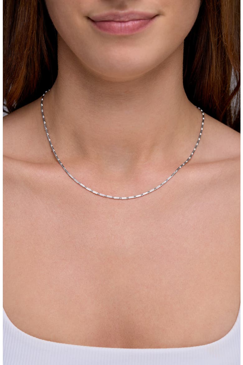 14K White Gold Bar & Bead Chain Necklace, Alternate, color, 14K WHITE GOLD