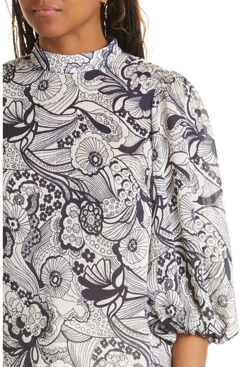 Print Balloon Sleeve Top, Alternate, color, WHITE