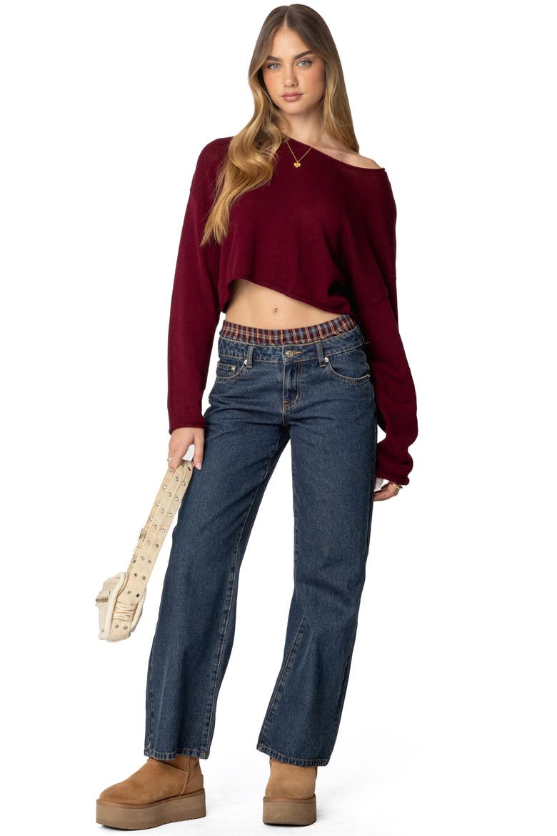 Shyrah Oversize Crop Sweater, Alternate, color, BURGUNDY