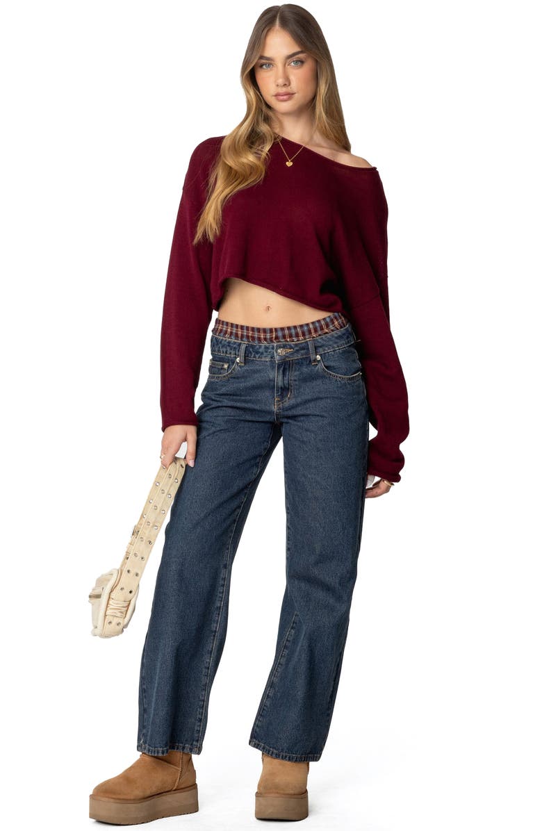 EDIKTED Shyrah Oversize Crop Sweater, Alternate, color, Burgundy