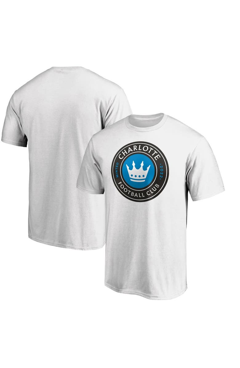 FANATICS Men's Fanatics Branded White Charlotte FC Primary Logo Team T-Shirt, Main, color, 