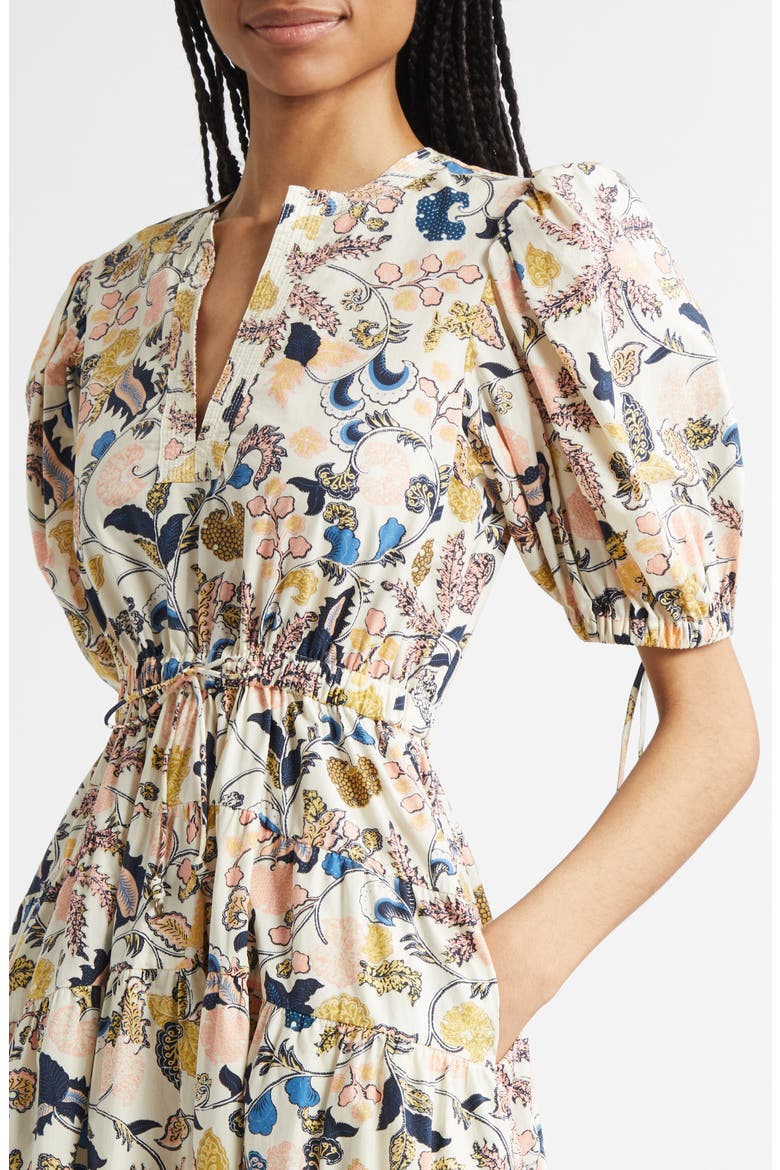 Paisley Floral Cotton Midi Dress, Alternate, color, MAGNOLIA