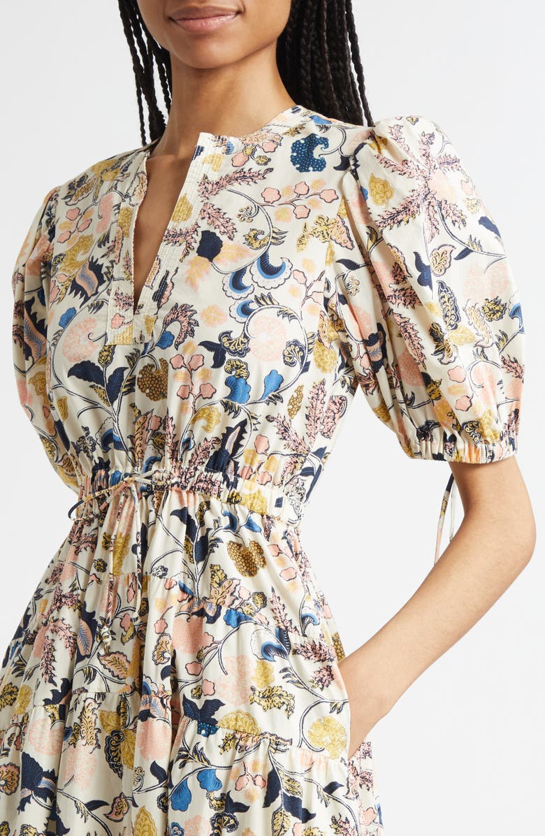 Ulla Johnson Paisley Floral Cotton Midi Dress, Alternate, color, Magnolia