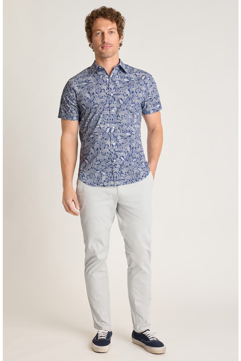 Riviera Short Sleeve Shirt, Alternate, color, NAVY TIGERS