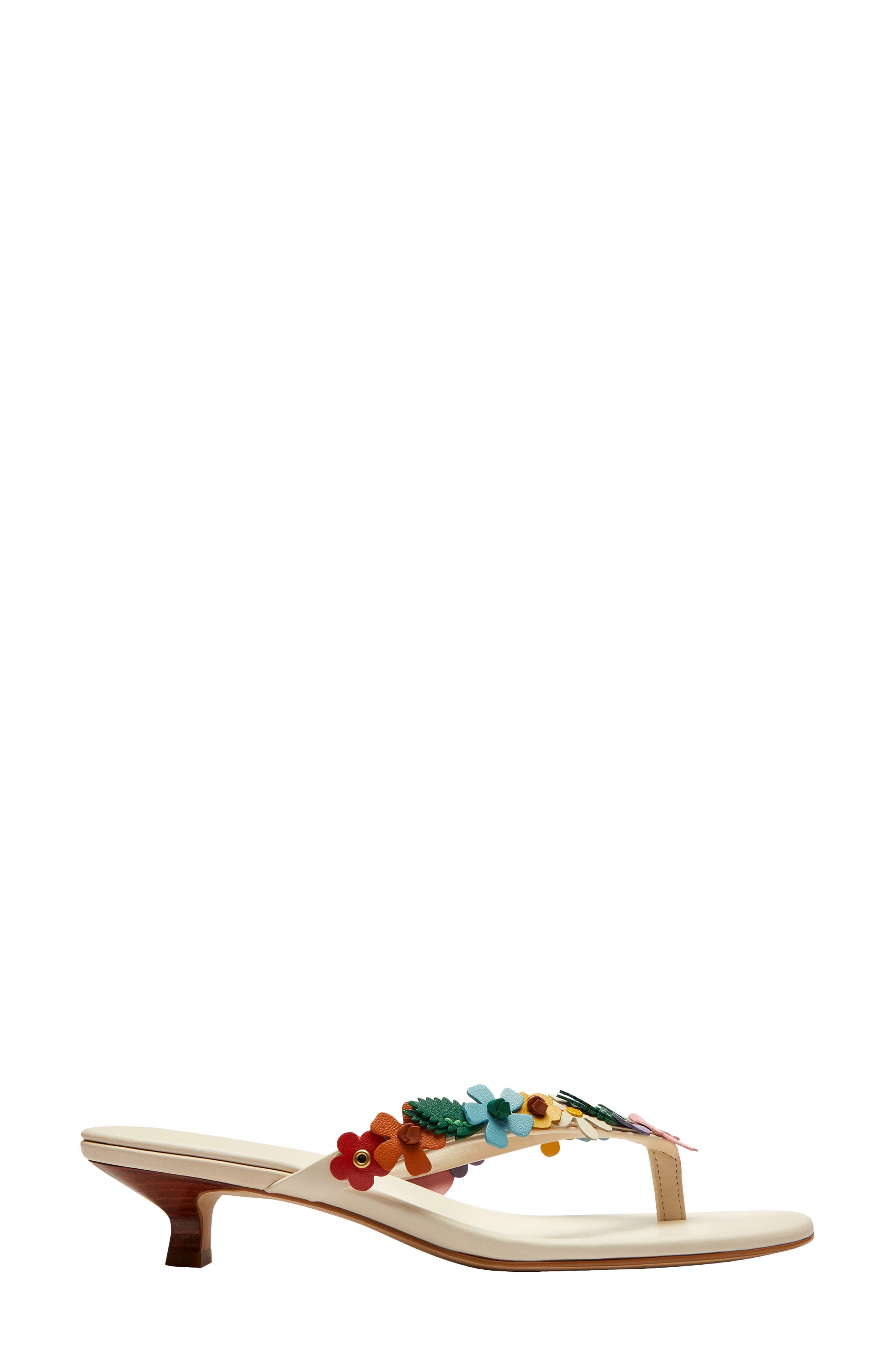 COACH Tea Rose Kitten Heel Flip Flop, Alternate, color, Chalk