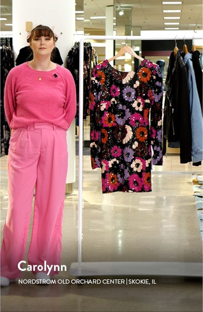 Hazel Floral Sequin Long Sleeve Minidress, sales video thumbnail