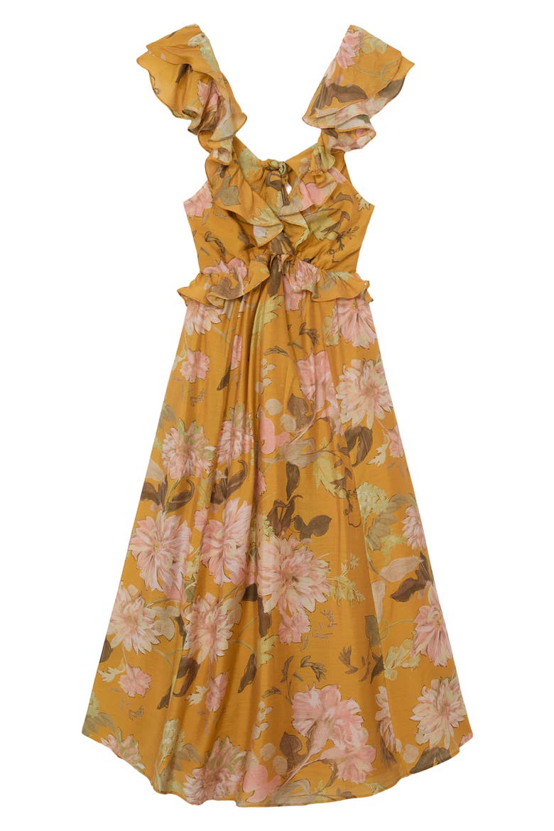 Lucy Ruffle Midi Dress, Alternate, color, YELLOW