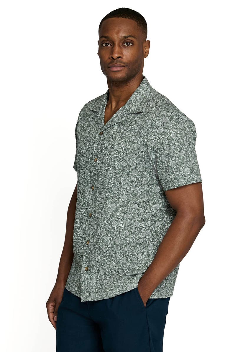 Brooklyn Brigade Floral Vine Short Sleeve Seersucker Camp Shirt, Alternate, color, Green