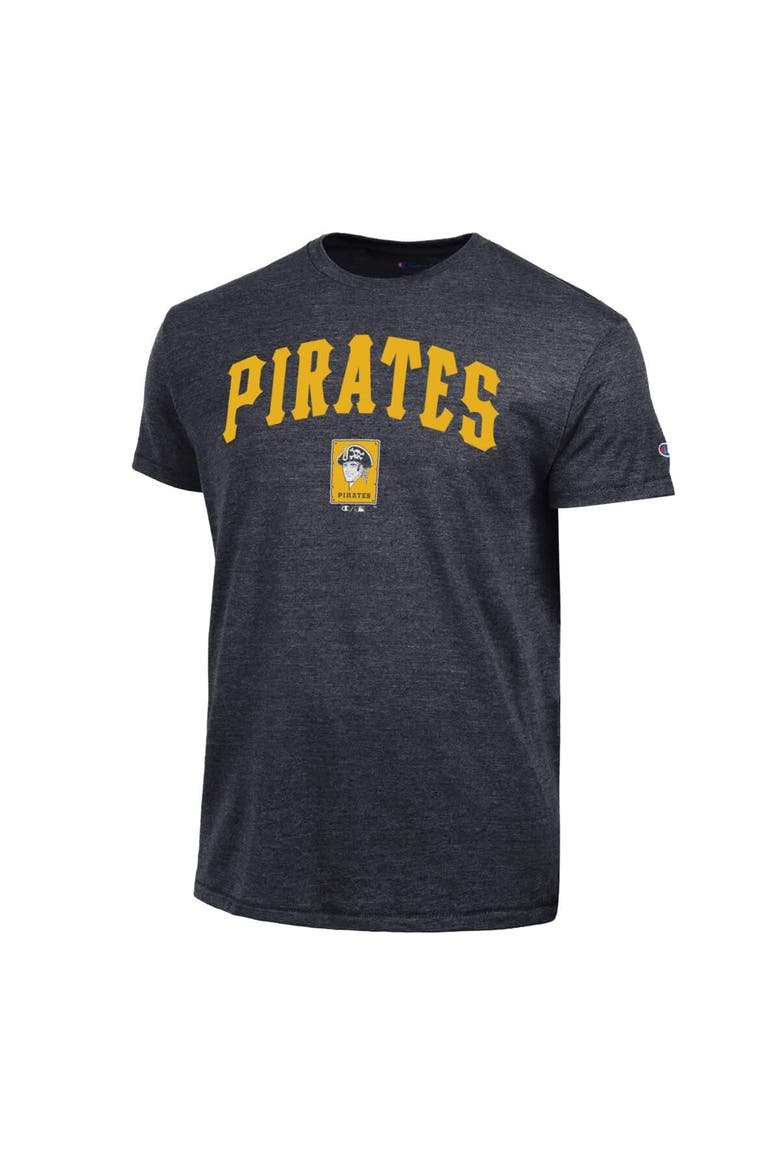 Men's Champion  Black Pittsburgh Pirates Cooperstown Wordmark Lockup Tri-Blend T-Shirt, Alternate, color, Black