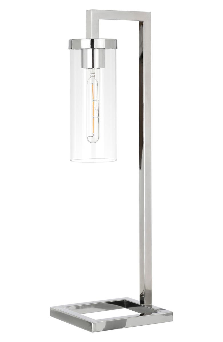 HUDSON AND CANAL Malva Polished Nickel Table Lamp with Clear Glass Shade, Main, color, 