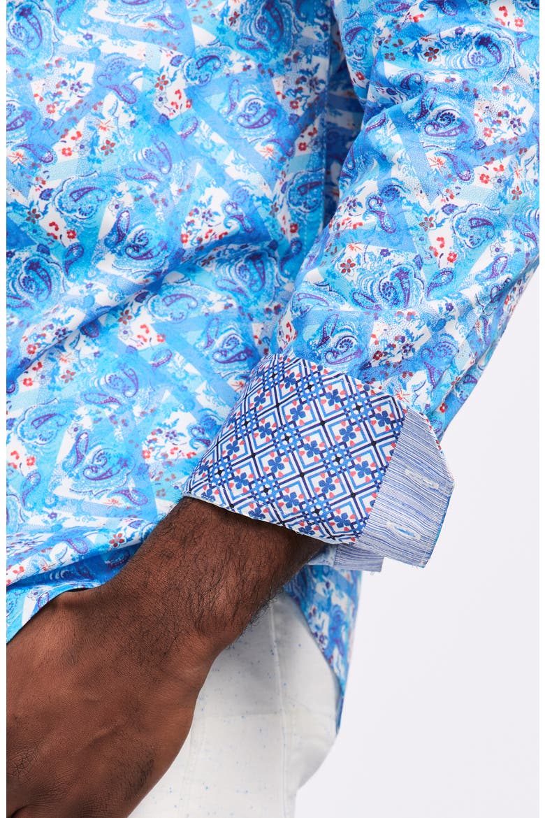 Marston Cotton Button-Up Shirt, Alternate, color, BLUE