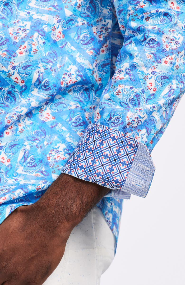 Robert Graham Marston Cotton Button-Up Shirt, Alternate, color, Blue