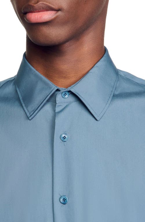 Sandro Plain Shirt In Thunderstorm Blue