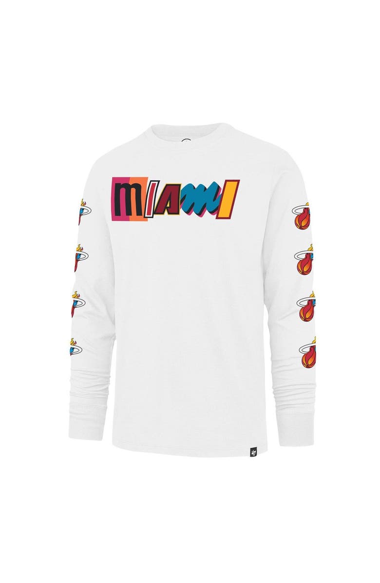 '47 Men's '47 White Miami Heat City Edition Downtown Franklin Long Sleeve T-Shirt, Alternate, color, 