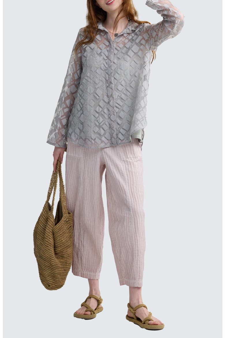 Maren Batik-Effect Tunic Shirt, Alternate, color, Ash Grey
