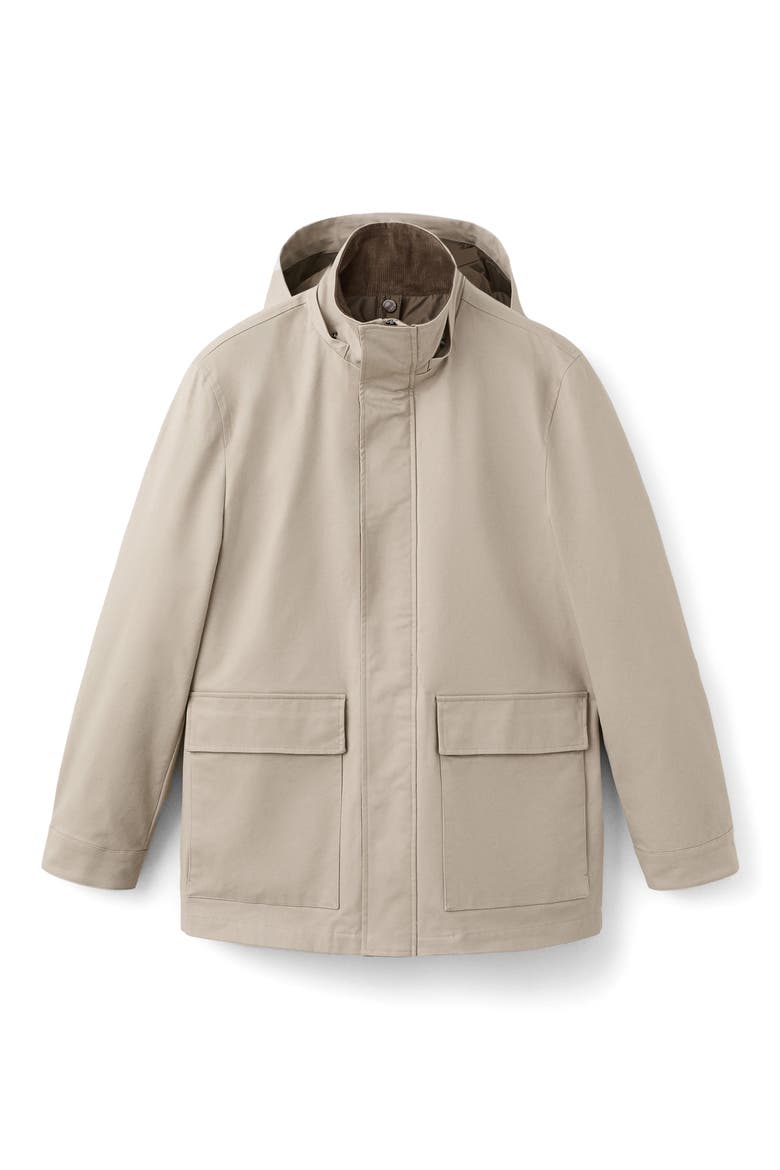 Twill Parka with Removable Hood, Alternate, color, SAND